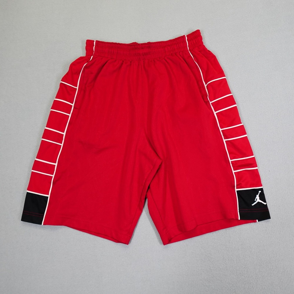 Jordan Shorts Mens M Red Basketball Jumpman Mesh Athletic Gym 12222-1014
